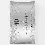 Fantastisch verjaardagszilverglitterstofnaam spandoek (Verticaal)