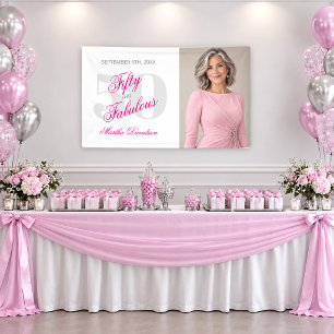 Fantastisch Vijftig Roze Script Viering Spandoek