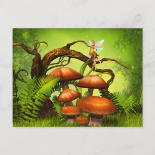 Fantastisch wereldbos, grote paddenstoelen en vrij briefkaart