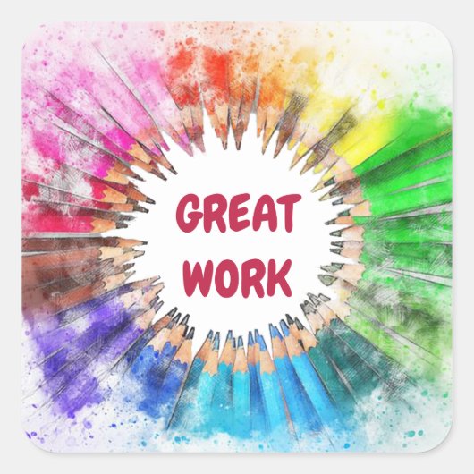 Fantastisch werkschoolteken vierkante sticker (Voorkant)