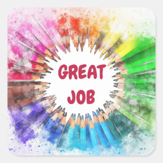 Fantastisch werkschoolteken vierkante sticker