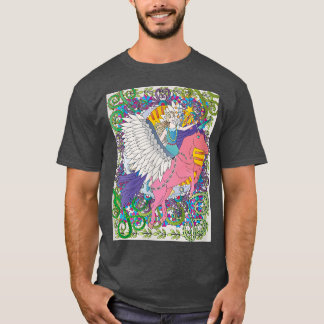 Fantastisch witte eenhoorn die met een fee vliegt t-shirt