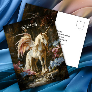Fantastisch Woud met Vliegende Eenhoorn Inspireren Briefkaart