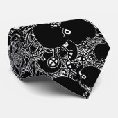 Fantastisch zwart-wit monsterpatroon stropdas (Opgerold)