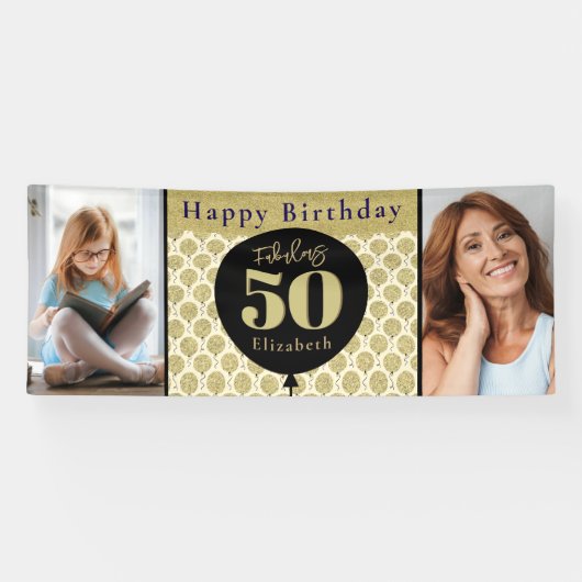 Fantastische 50 gouden verjaardag spandoek (Horizontaal)