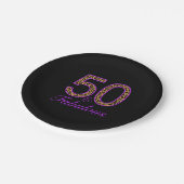 Fantastische 50ste Paarse zwarte luipaard Verjaard Papieren Bordje (Gekanteld)