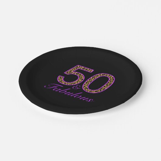 Fantastische 50ste Paarse zwarte luipaard Verjaard Papieren Bordje (Gekanteld)