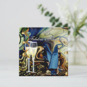 Fantastische Abstracte blauwe goudbeige partij Kaart (Staand voorkant)