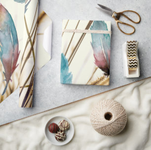 Fantastische Artistieke Botanische Teal Roosveer Cadeaupapier