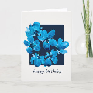 Fantastische Blauwe Aquarel Bloemige Verjaardagska Kaart