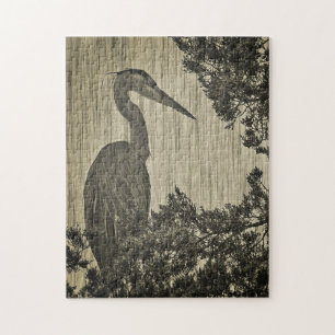 Fantastische blauwe heron Sepia Tone Legpuzzel