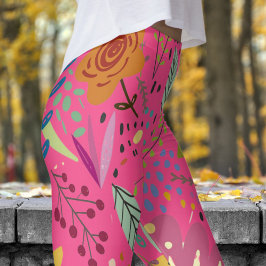Fantastische Bloemen op Franse Roze Print Leggings