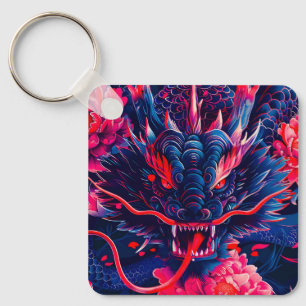 Fantastische Bloesemwoede Draak Sleutelhanger