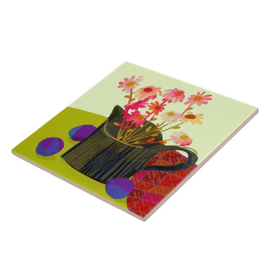 Fantastische Daisies Ceramic Kitchen Tile Tegeltje (Zijkant)