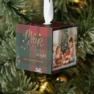 Fantastische en heldere familiefoto's met kerstcad kubus ornament