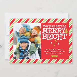 Fantastische en heldere kerstlichten en Stripes-fo Feestdagenkaart