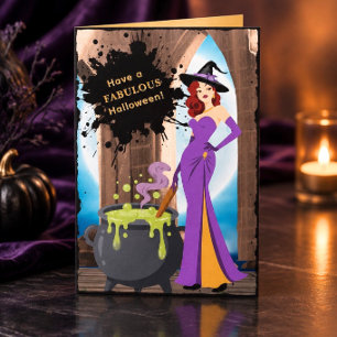 Fantastische Fashionista Heks Gelukkig Halloween Kaart