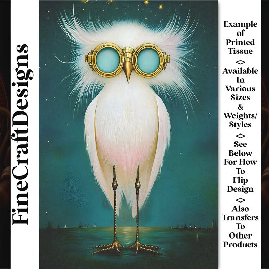 Fantastische Fluffy Schattigee Witte Vogel BS8 Dec Tissuepapier