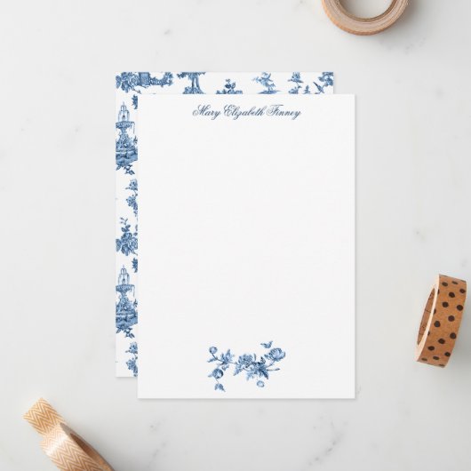 Fantastische fonteinen en bomen in toile-Blue Notitiekaartje (Voorkant / Achterkant in situ)