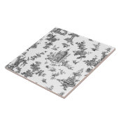 Fantastische fonteinen en bomen toile-B & W Tegeltje (Zijkant)