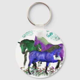 Fantastische gekleurde paarden in het grafisch ont sleutelhanger