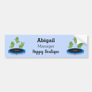 Fantastische groene bonen op trampoline-cartoon bumpersticker