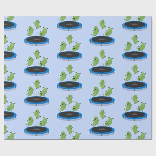 Fantastische groene bonen op trampoline-cartoon cadeaupapier (Vlak)