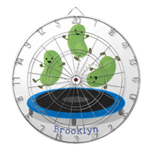 Fantastische groene bonen op trampoline-cartoon dartbord