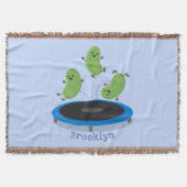 Fantastische groene bonen op trampoline-cartoon deken (Voorkant)