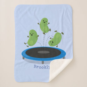 Fantastische groene bonen op trampoline-cartoon sherpa deken