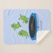 Fantastische groene bonen op trampoline-cartoon sherpa deken (Voorkant (horizontaal))