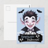 Fantastische Halloween lachende vampier met vleerm Briefkaart (Voorkant / Achterkant)