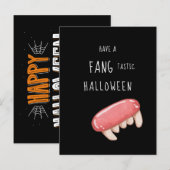 Fantastische Halloween | Spooky Vampire Fangs Feestdagenkaart (Voorkant / Achterkant)