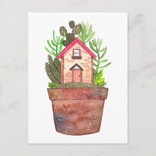 Fantastische Huisplant Terrarium Ansichtkaart Briefkaart