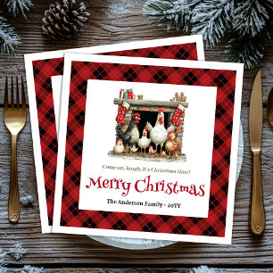 Fantastische Kerstkippen met eigen naam servetten
