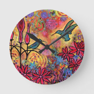 Fantastische, kleurrijke Hummingbird Fantasy Ronde Klok