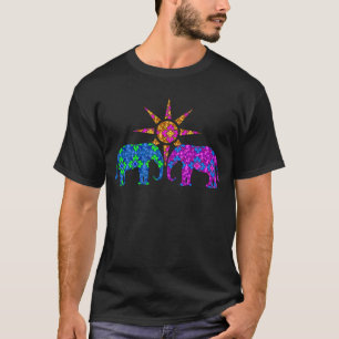 Fantastische kleurrijke paislephants in de zon t-shirt