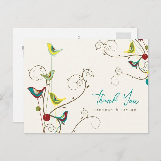 Fantastische kleurrijke vogels en zwemvogels zomer briefkaart (Voorkant / Achterkant)