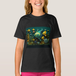 Fantastische kleurrijke zee wezens t-shirt
