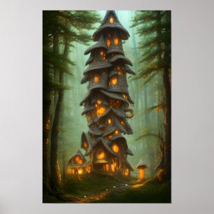 Fantastische kunst van paddenstoelen poster