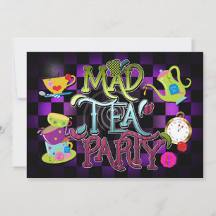 Fantastische MAD TEA PARTY Verjaardagsfeest Uitnod Kaart