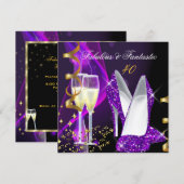 Fantastische, moderne Paarse gouddag Kaart (Voorkant / Achterkant)