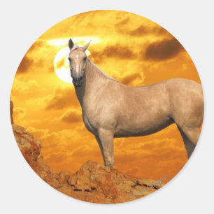 Fantastische paarden: Berg Ronde Sticker