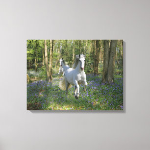 Fantastische paarden: Bluebell Wood Canvas Afdruk
