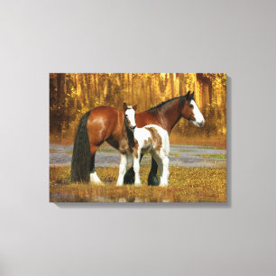 Fantastische paarden: Mare & Foal Canvas Afdruk