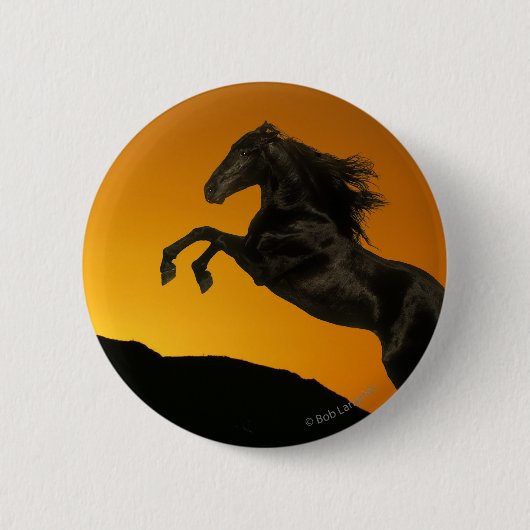 Fantastische paarden: Mountain Sunset Ronde Button 5,7 Cm (Voorkant)