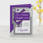 Fantastische rechtsdochter paars grijs kaart (Gele Bloem)