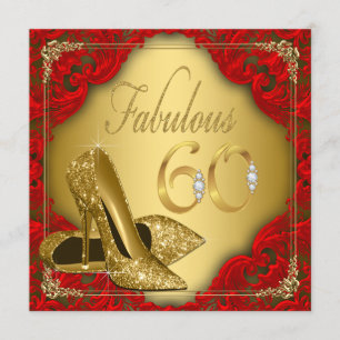 Fantastische Rode Gouden Hoge Hak Fabelachtige 60e Kaart
