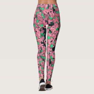 Fantastische roze en groene bloemendruk leggings