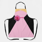 Fantastische roze jurk met roze bloem grappig schort (Voorkant)